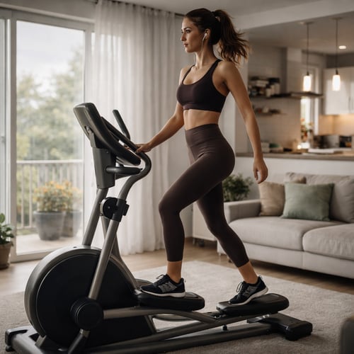 Eine Frau trainiert auf einem Crosstrainer